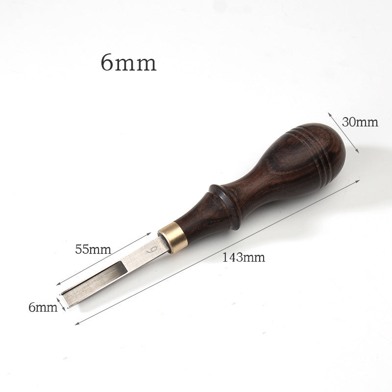 Leather Roughing Scraper Tool – Purple Sandalwood Handle Stainless Steel Blade, Curved & Flat
