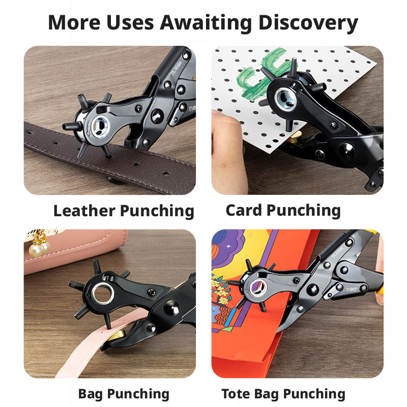 Deli Belt Punch Pliers – Labor‑Saving 6‑Size Rotary Hole Punch for Leather, Belts, Watch Straps