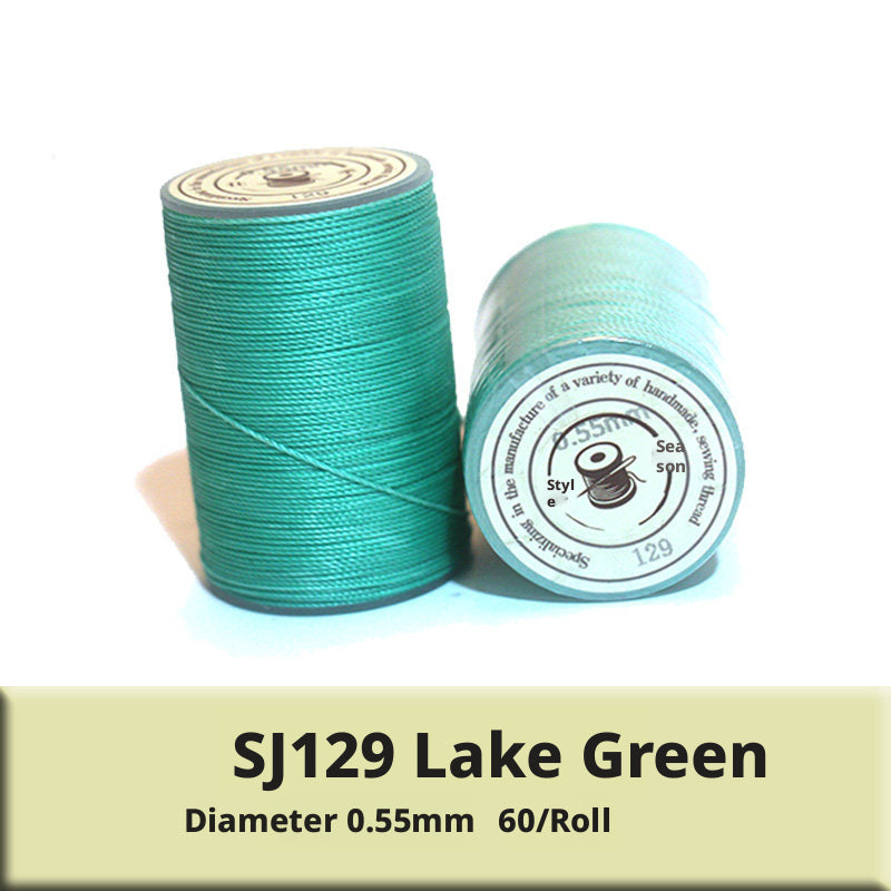 0.55mm Round Waxed Polyester Thread – 63 Colors, 60m Roll for Hand Sewing Leather, Bags, Belts
