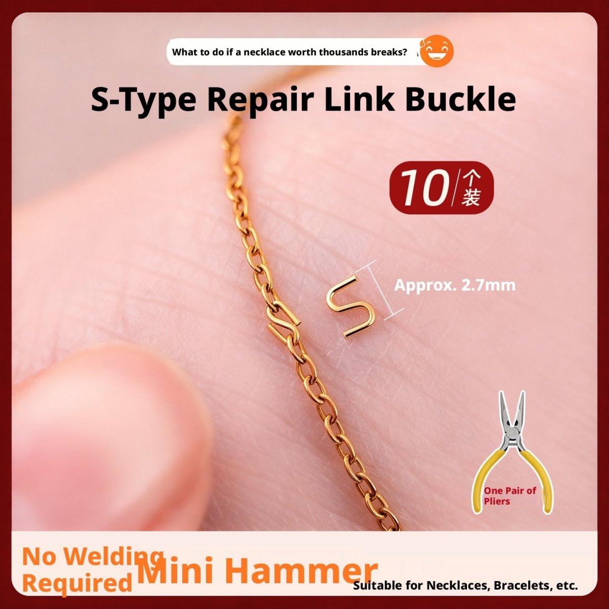 S - Type Necklace Repair Buckle – No Soldering, Invisible Fix in 5 Seconds - HomeDIYer