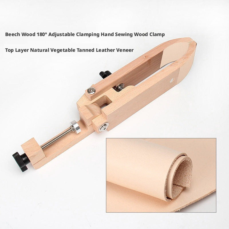 Hand‑Stitched Wood Clamp – 8 Styles for Leather Sewing (Beech/Pine, Lychee or Leather Veneer)