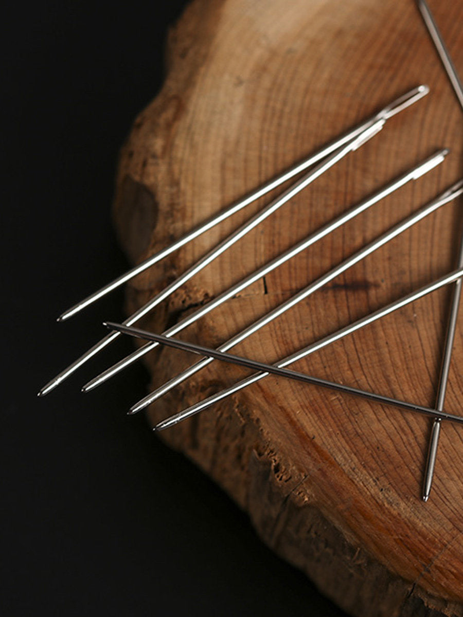Round Head Hand Sewing Leather Needles – Straight, Curved & Self‑Threading, No.1/No.2, with Decorative Holders