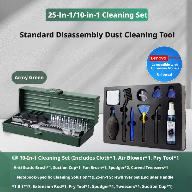 Lenovo Laptop Disassembly & Cleaning Tool Kit — 25-in-1 Screwdriver + 10-in-1 Cleaner, All Models