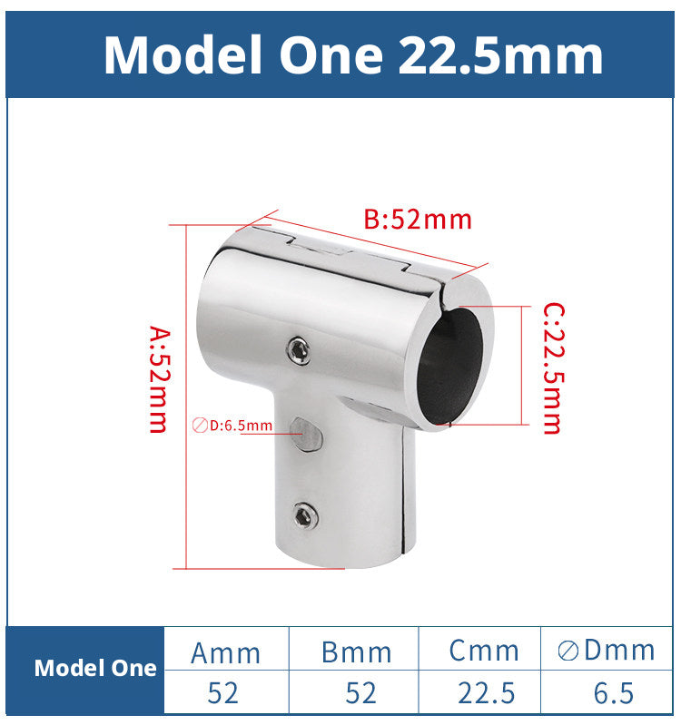 316 Stainless Steel Open Tee Pipe Fitting for Boats – Detachable 90° Marine Handrail Connector, 22.5mm & 25.5mm