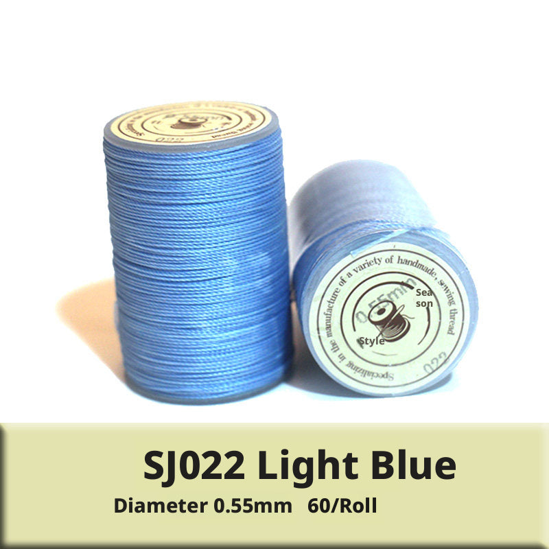 0.55mm Round Waxed Polyester Thread – 63 Colors, 60m Roll for Hand Sewing Leather, Bags, Belts