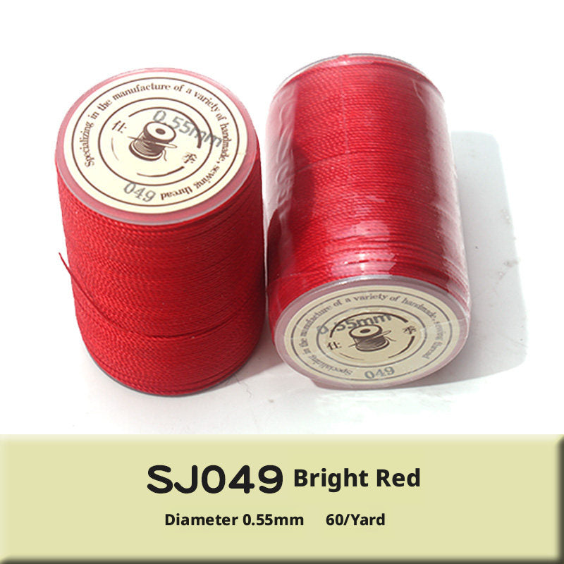 0.55mm Round Waxed Polyester Thread – 63 Colors, 60m Roll for Hand Sewing Leather, Bags, Belts