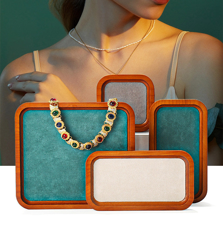 Premium Solid Wood Jewelry Display Trays for Photography & Organizing