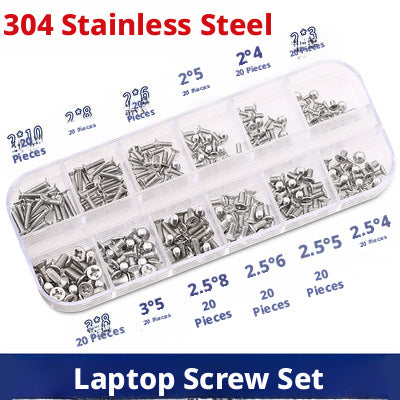 Laptop Screw Assortment Kit – M2 M2.5 M3 Notebook & SSD Screws (Nickel / Black Zinc / Stainless)