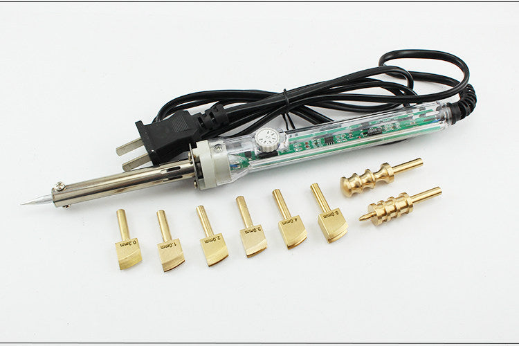 Adjustable Temperature Leather Edging Iron – Brass Tips for Edge Wax & Creasing (8 Heads Set)