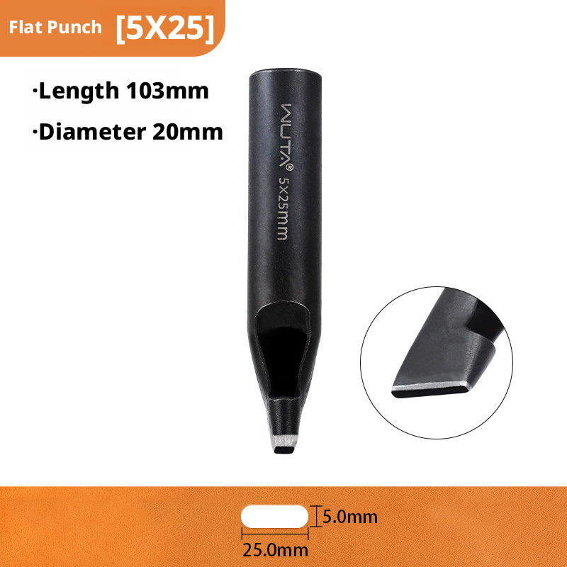 Black Flat Punch Set – Rectangular Hole Punches for Belts, Straps & Leathercraft (2‑5mm × 3‑25mm)