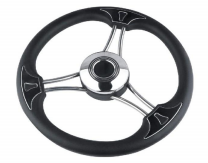 Marine Steering Wheel for Boats – Stainless Steel & Black Foam 11.5 to 15.5 Inch