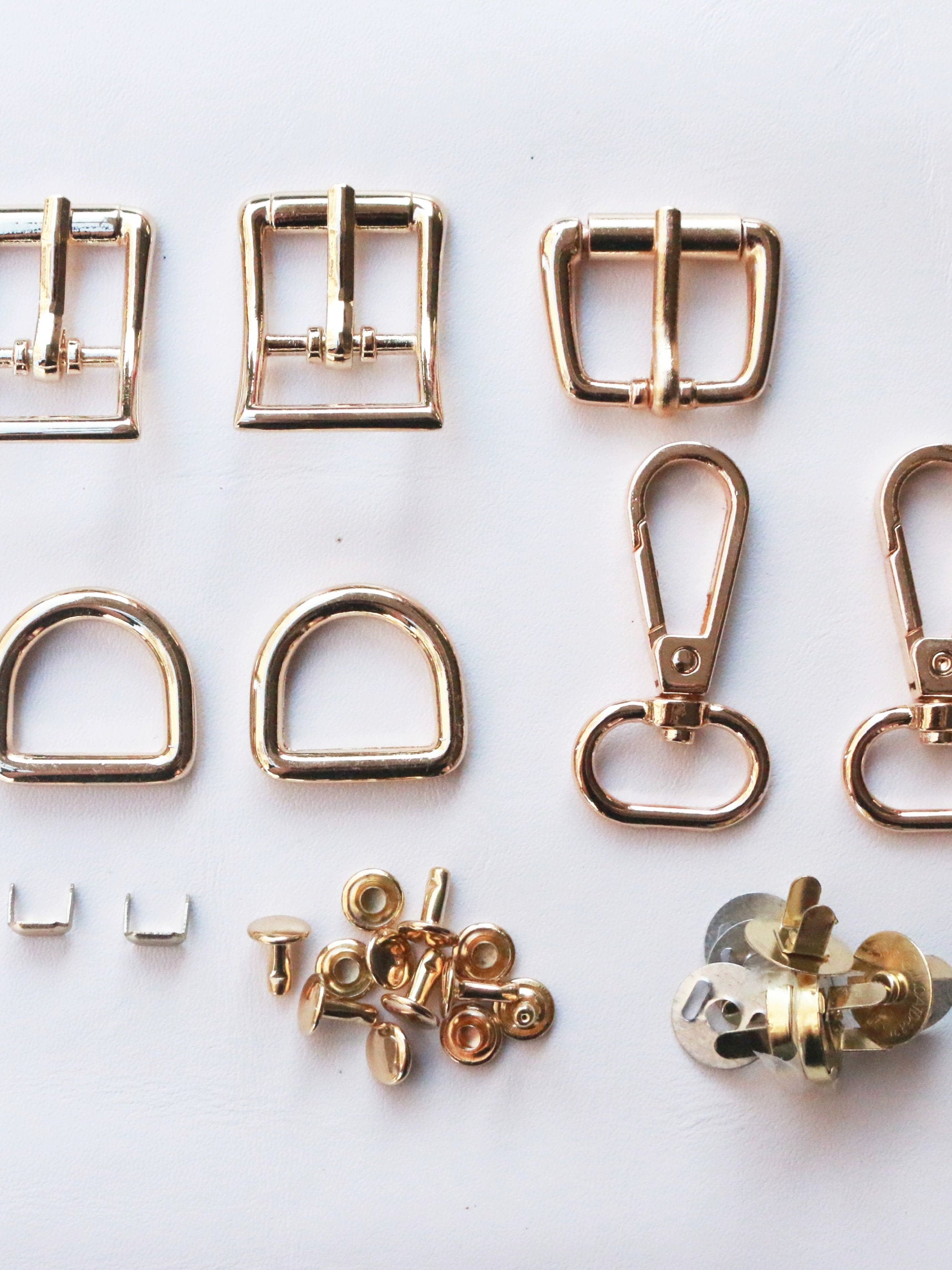 DIY Leather Bag Hardware Complete Set – Kelly, Cambridge, Saddle, Vegetable Basket + Shoulder Straps (Gold Chain & Fabric)