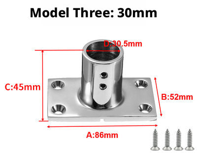316 Stainless Steel 90-Degree Tube Flange Base – Marine Railing Stanchion Mount, 22–38mm