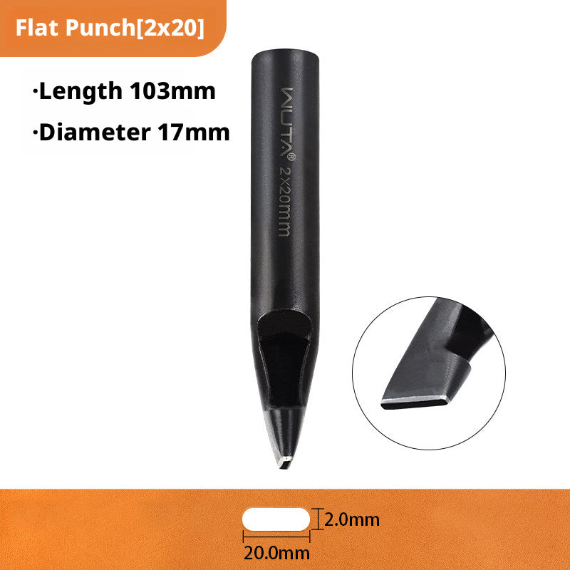 Black Flat Punch Set – Rectangular Hole Punches for Belts, Straps & Leathercraft (2‑5mm × 3‑25mm)