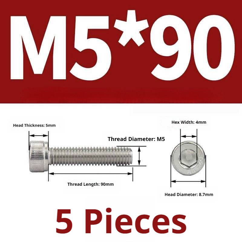 316 Stainless Steel Socket Head Cap Screws – Hex Allen Bolt, M2–M20, GB/T Standard, 4.8 Grade