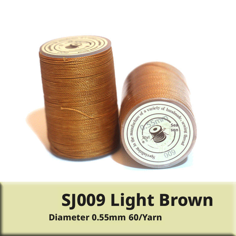 0.55mm Round Waxed Polyester Thread – 63 Colors, 60m Roll for Hand Sewing Leather, Bags, Belts