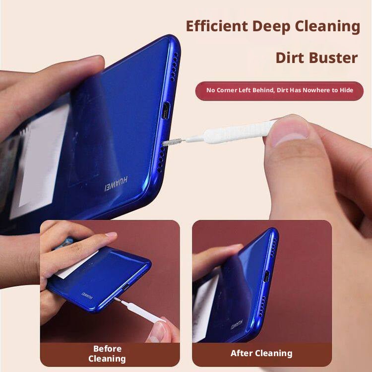 Phone Port Cleaning Brush – Spiral Nylon Bristle Micro Brush for Charging Port, Speaker Grille & USB Slot | 50 - Pack, 5 Linked Strips of 10 - HomeDIYer