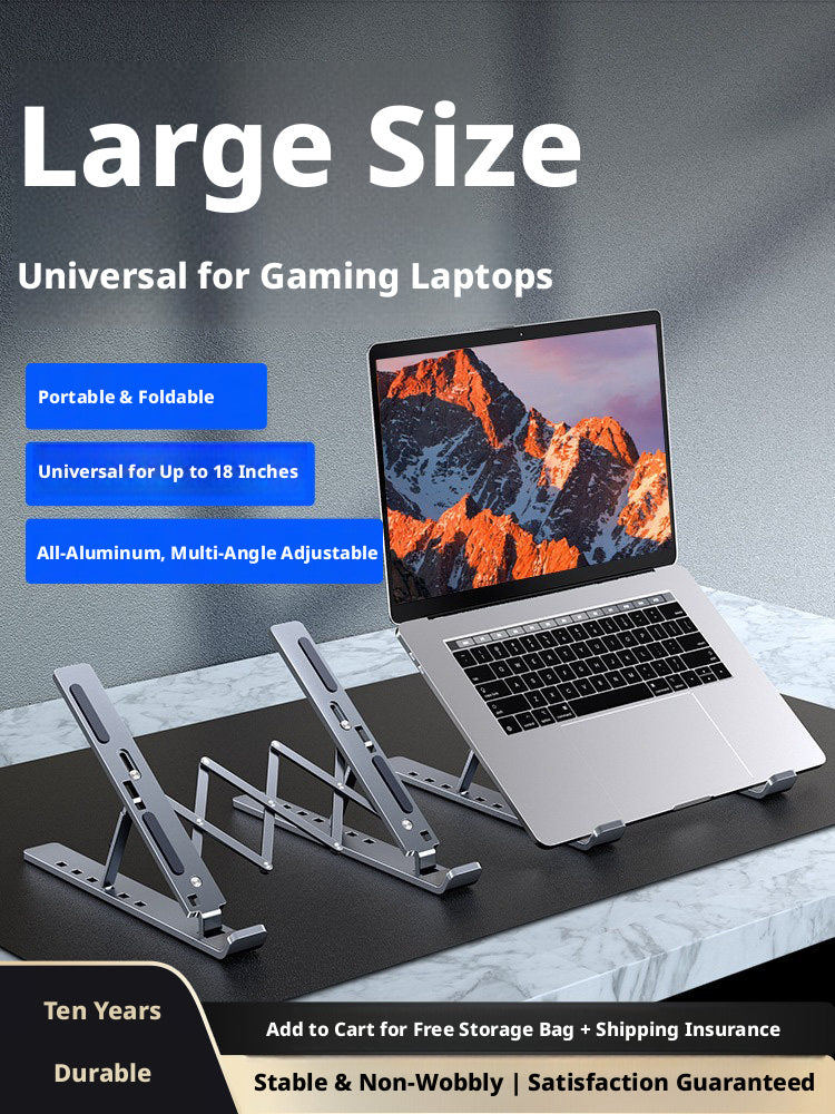 Aluminum Laptop Stand Foldable – 6-Level Height Adjustable Riser with Anti-Slip Silicone, Fits 10–17" Laptops, Compatible with MacBook, Dell, ASUS, HP