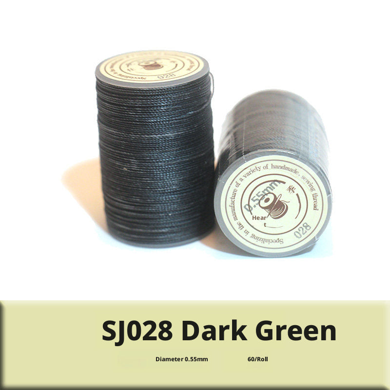 0.55mm Round Waxed Polyester Thread – 63 Colors, 60m Roll for Hand Sewing Leather, Bags, Belts