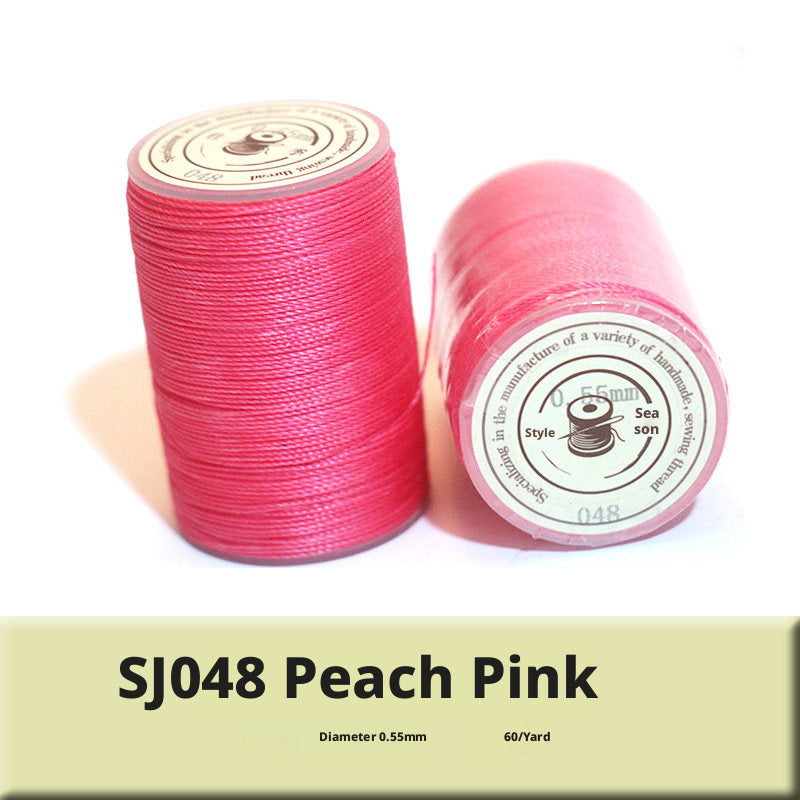 0.55mm Round Waxed Polyester Thread – 63 Colors, 60m Roll for Hand Sewing Leather, Bags, Belts