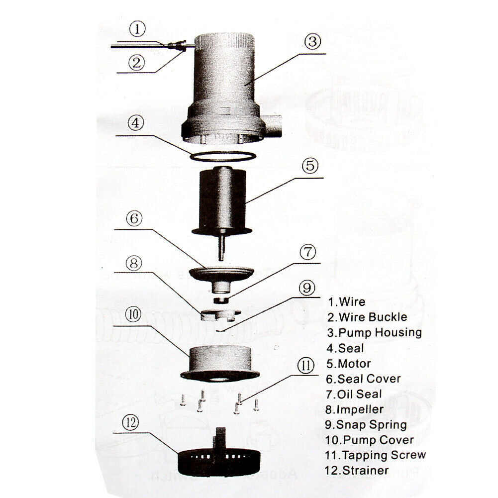 1500-2000 GPH Submersible Bilge Pump – 12V & 24V DC Electric Water Pump for Yacht & Small Boat