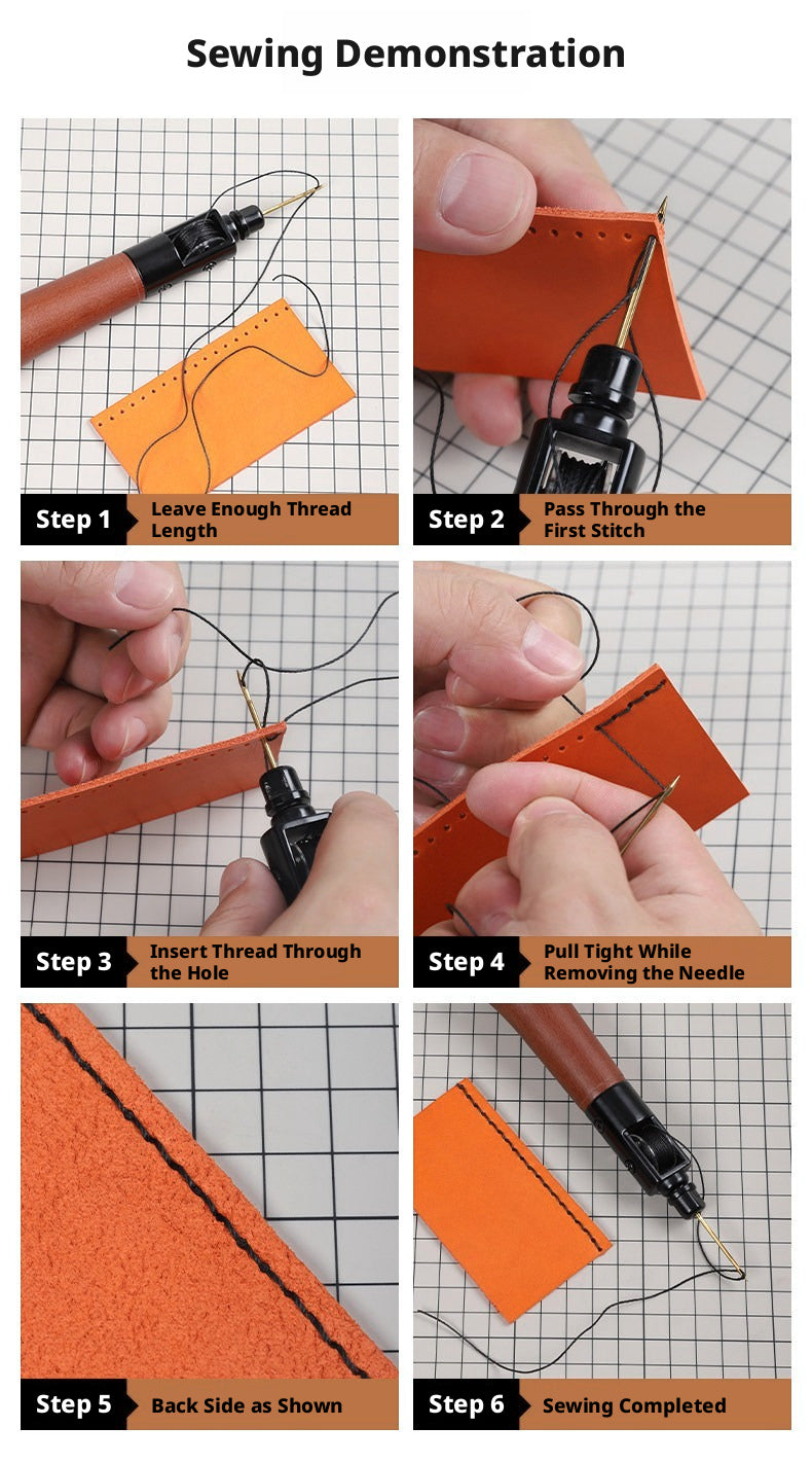 Leather Hand Sewing Tool – Hand Stitcher for Bags, Belts, Saddles (Lock Stitch) with 25 Color Waxed Thread