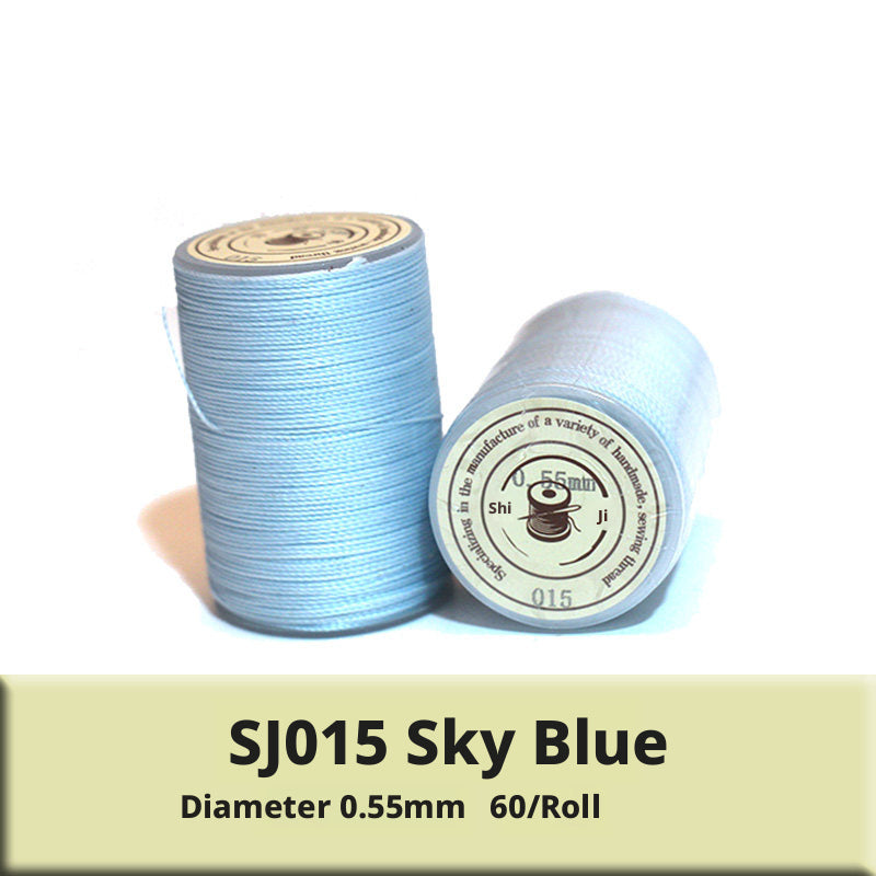 0.55mm Round Waxed Polyester Thread – 63 Colors, 60m Roll for Hand Sewing Leather, Bags, Belts