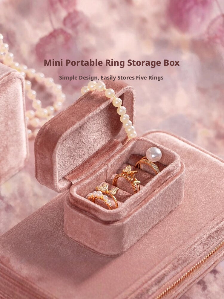 Mini Velvet Ring Box – Travel Portable, Holds 5 Rings, 7 Colors