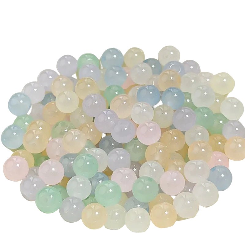 Glass Jelly Solid Color Beads – Imitation Jade Round Beads for DIY Bracelets, Necklaces, 6/8/10mm, 100pcs per Pack (White, Pink, Blue, Green, Beige, Purple) - HomeDIYer