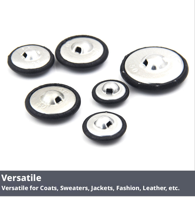 Black Leather Buttons – Multiple Sizes 11mm to 38mm for Coats, Jackets & DIY Crafts (6 or 12 Pack)