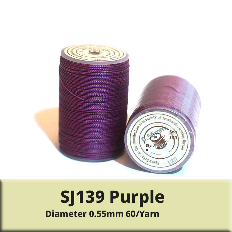 0.55mm Round Waxed Polyester Thread – 63 Colors, 60m Roll for Hand Sewing Leather, Bags, Belts
