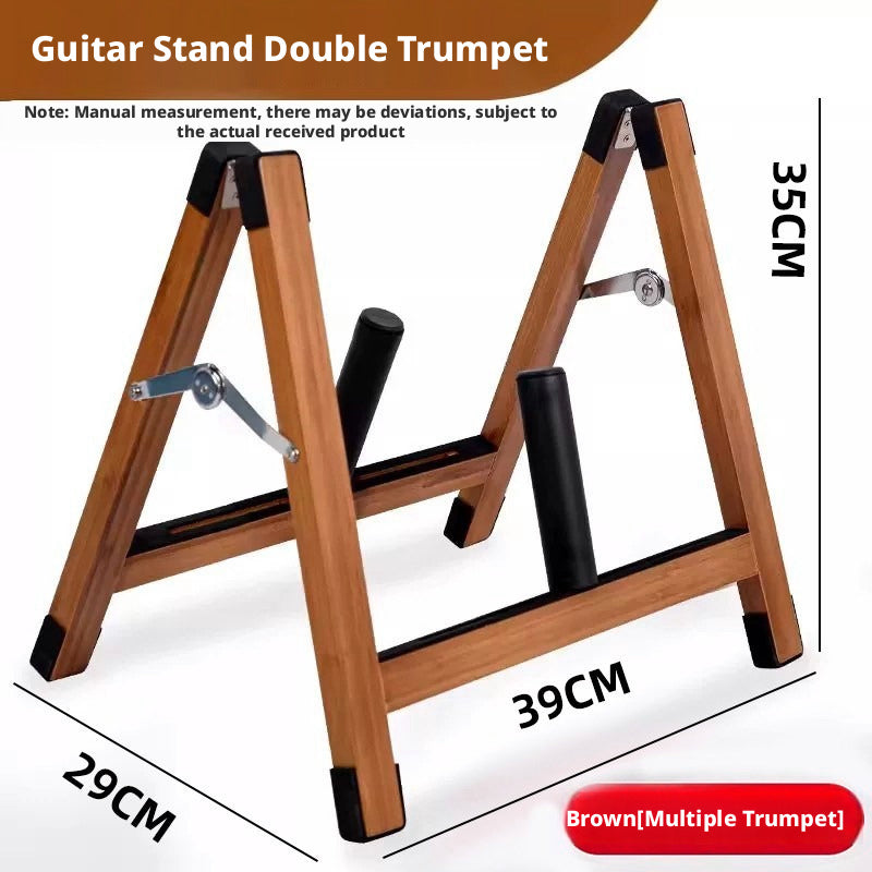 Solid Wood Foldable Guitar Stand – Bamboo A‑Frame for Guitar, Violin, Ukulele (with Footrest & Double Stand Options)