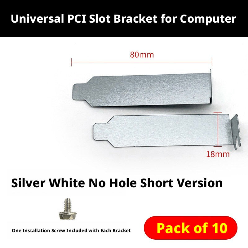 PCI Slot Cover Blanking Plate with Screws – Slotted, Solid & Perforated, 10-Pack for ATX/Micro-ATX PC Cases