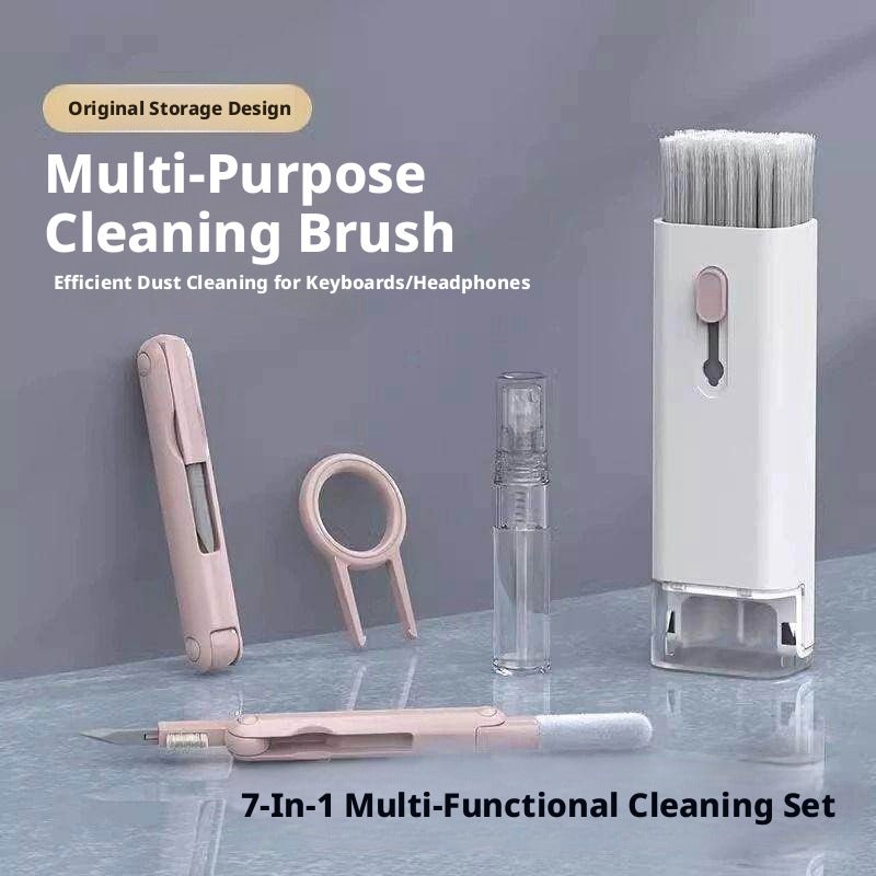 7 - in - 1 Keyboard Cleaning Kit – Soft Brush, Keycap Puller & Earbud Cleaner for Laptop, PC & Desk | Choose Blue or Pink - HomeDIYer