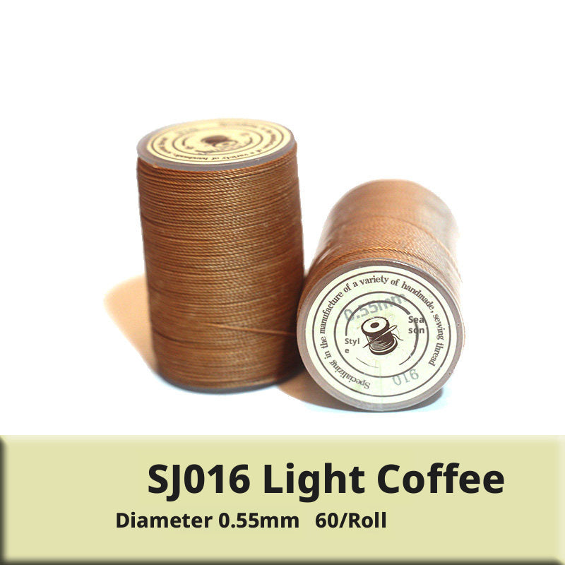 0.55mm Round Waxed Polyester Thread – 63 Colors, 60m Roll for Hand Sewing Leather, Bags, Belts