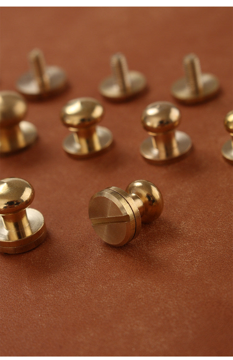 Brass Monk Head Hardware – 5-10mm Solid Brass Leather Screws for Bags & Accessories (20 Pack)