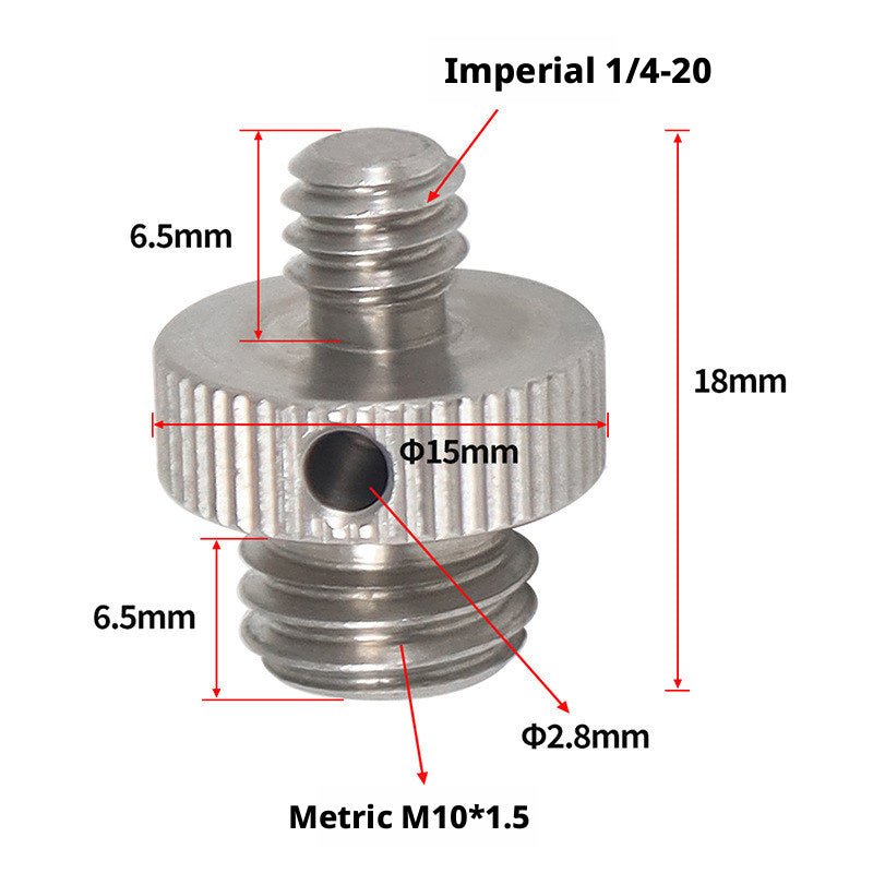 1/4" to M8 / M10 Thread Adapter Screw — Camera Mount Conversion for Motorcycle Mirror Hole & Tripod Accessories (Stainless Steel) - HomeDIYer