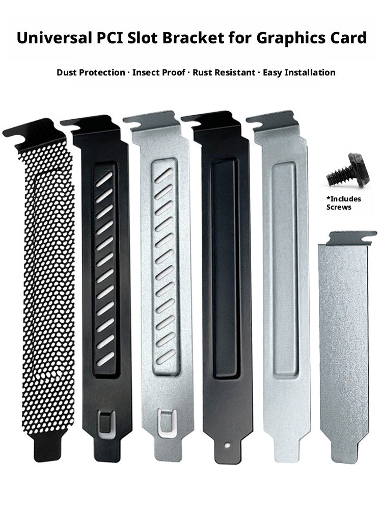 PCI Slot Cover Blanking Plate with Screws – Slotted, Solid & Perforated, 10-Pack for ATX/Micro-ATX PC Cases
