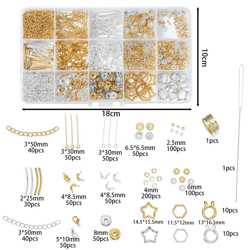 All - in - One DIY Jewelry Making Kit – 380+ Pcs Beading Supplies with Pliers, Findings, Beads & Storage Box for Bracelet, Necklace, Earring Crafting (Gold / Silver / Bronze) - HomeDIYer