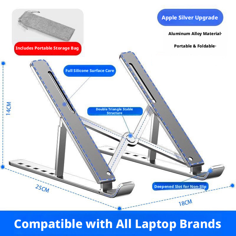 Aluminum Laptop Stand Foldable – 6-Level Height Adjustable Riser with Anti-Slip Silicone, Fits 10–17" Laptops, Compatible with MacBook, Dell, ASUS, HP