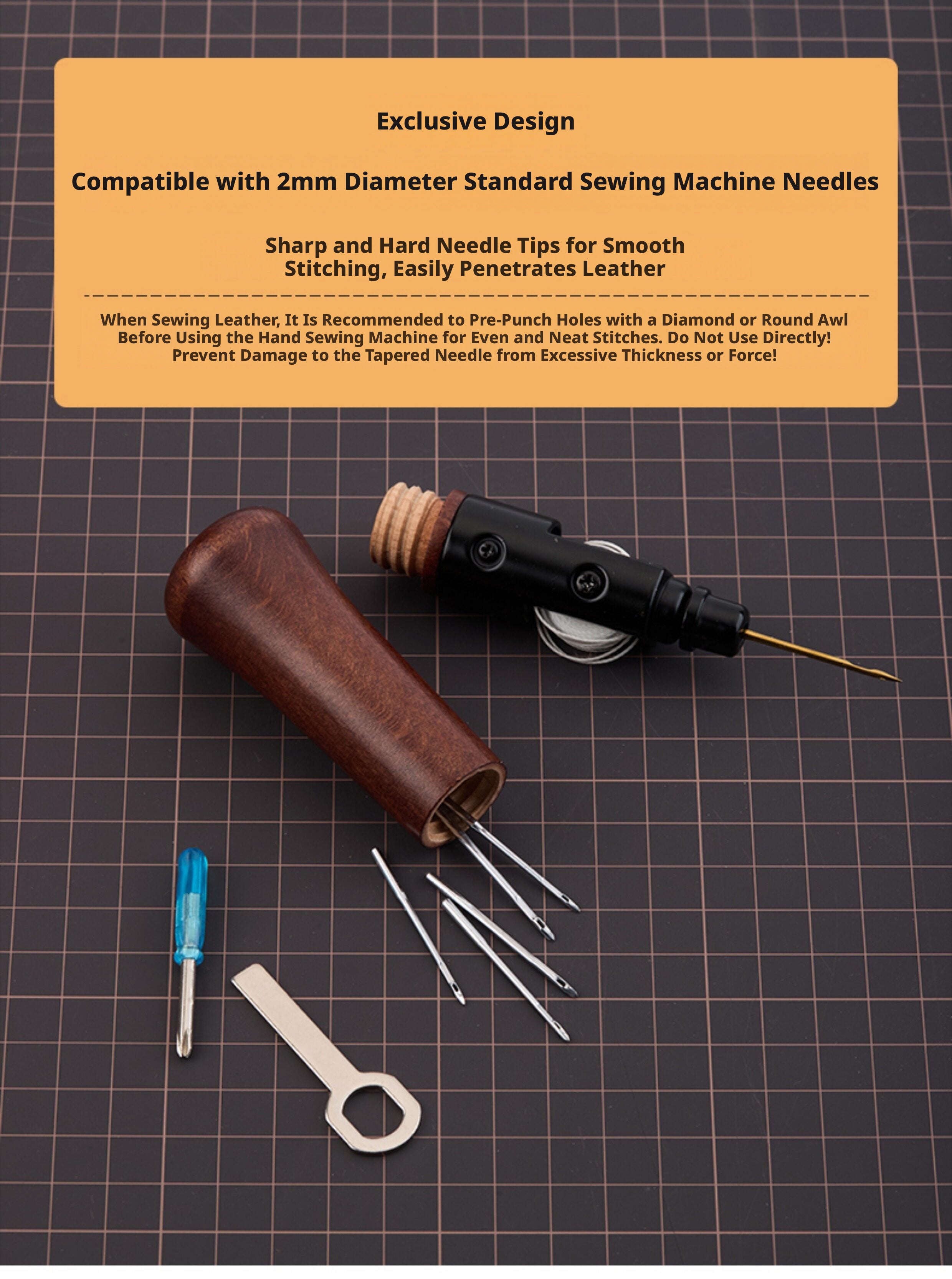 Leather Hand Sewing Tool – Hand Stitcher for Bags, Belts, Saddles (Lock Stitch) with 25 Color Waxed Thread