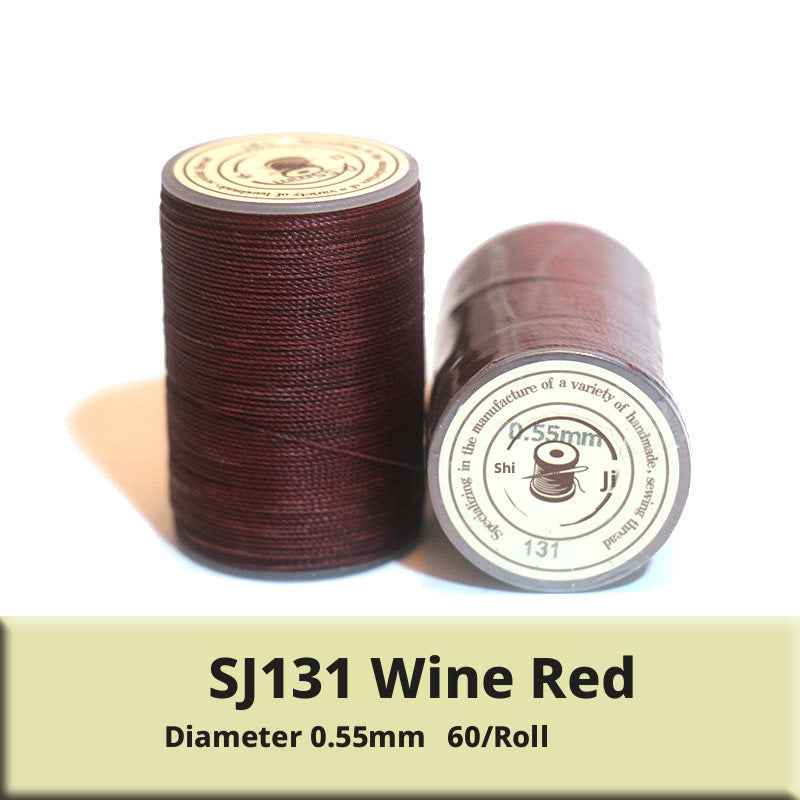 0.55mm Round Waxed Polyester Thread – 63 Colors, 60m Roll for Hand Sewing Leather, Bags, Belts