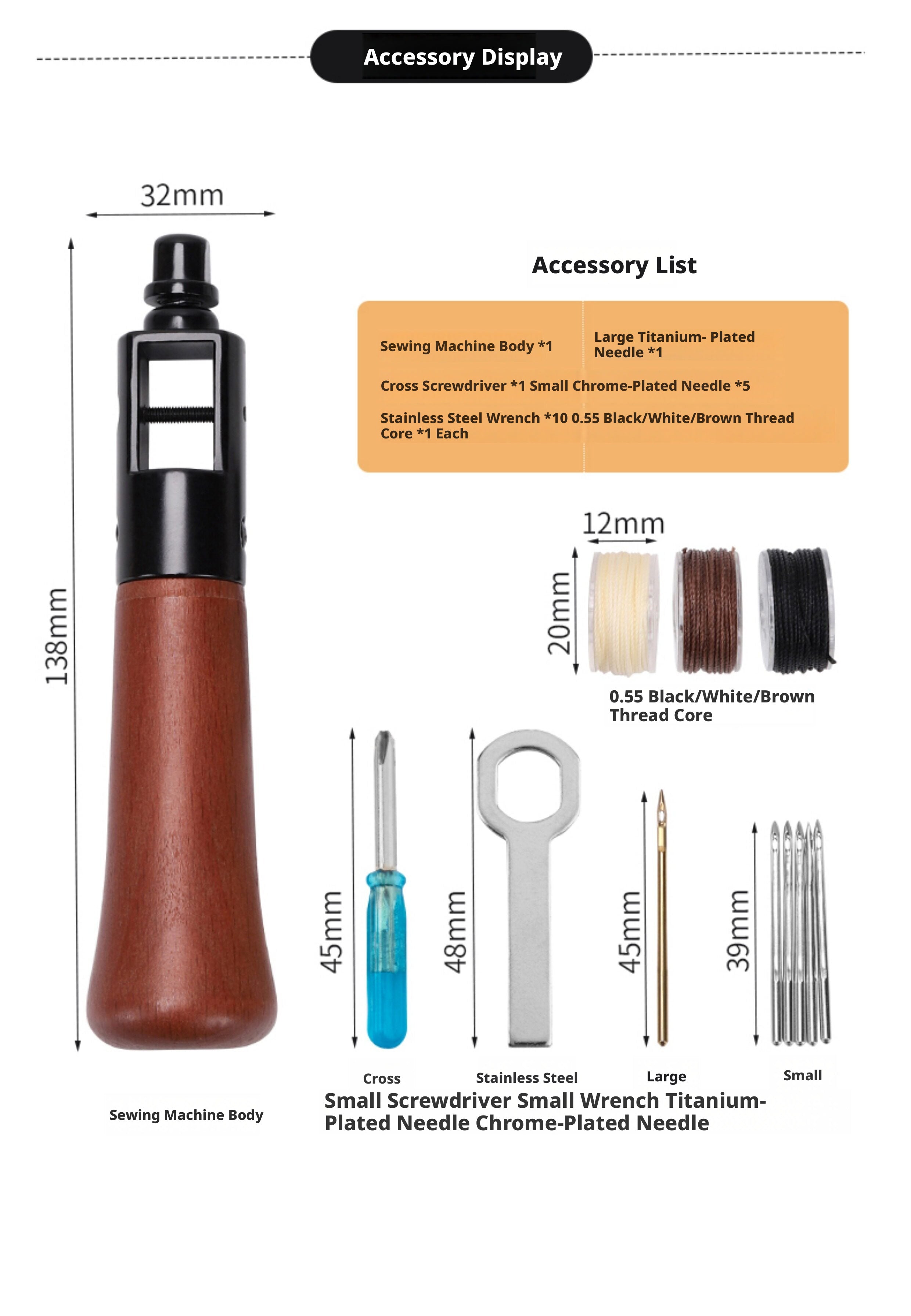 Leather Hand Sewing Tool – Hand Stitcher for Bags, Belts, Saddles (Lock Stitch) with 25 Color Waxed Thread
