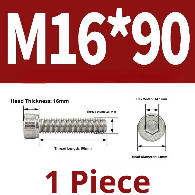 316 Stainless Steel Socket Head Cap Screws – Hex Allen Bolt, M2–M20, GB/T Standard, 4.8 Grade