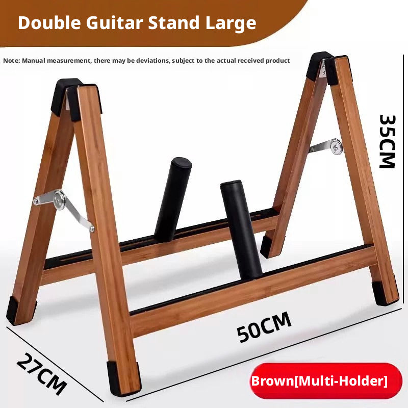 Solid Wood Foldable Guitar Stand – Bamboo A‑Frame for Guitar, Violin, Ukulele (with Footrest & Double Stand Options)