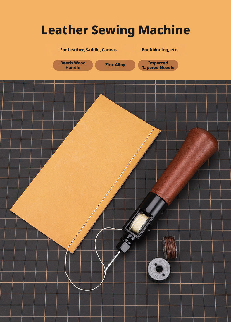 Leather Hand Sewing Tool – Hand Stitcher for Bags, Belts, Saddles (Lock Stitch) with 25 Color Waxed Thread