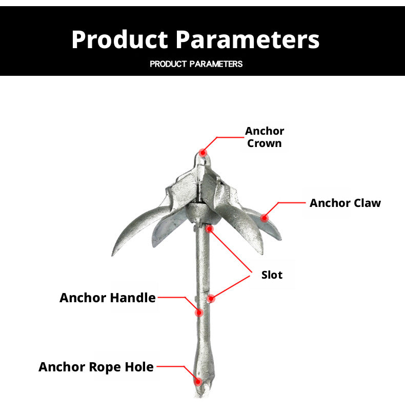 Folding Grapnel Boat Anchor - Carbon Steel for Inflatable Boats, Kayaks & Small Fishing Boats 0.7kg to 4kg