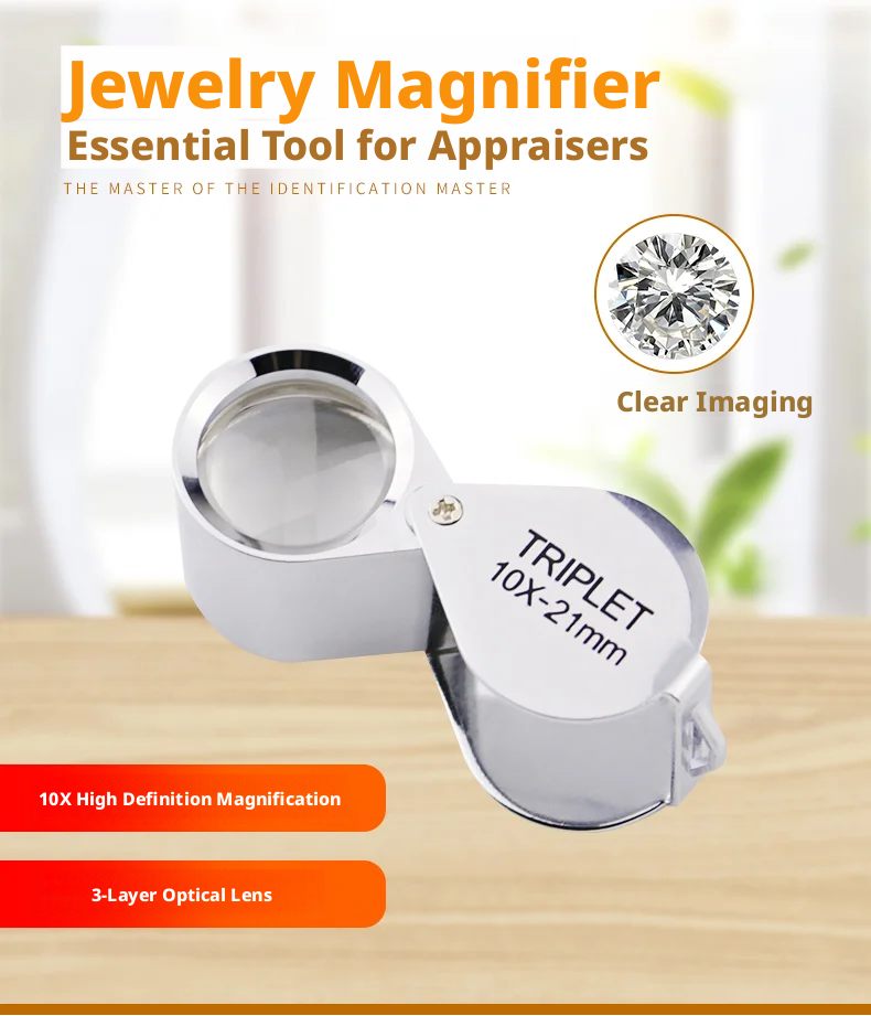 10x/20x/30x Foldable Jewelry Loupe – Triplet Lens, Metal Body