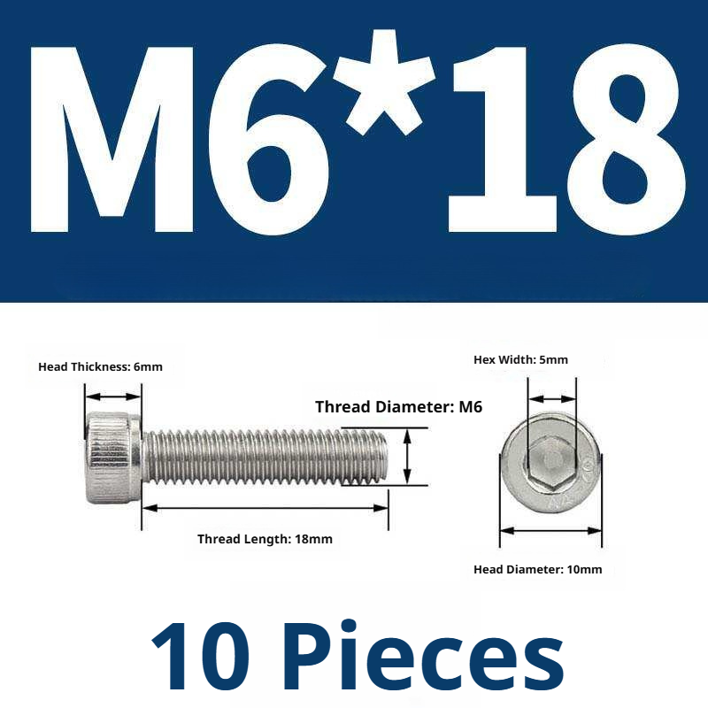 316 Stainless Steel Socket Head Cap Screws – Hex Allen Bolt, M2–M20, GB/T Standard, 4.8 Grade