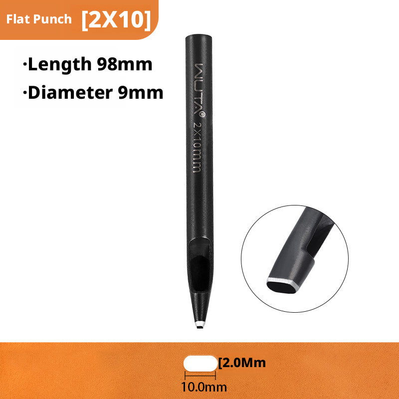 Black Flat Punch Set – Rectangular Hole Punches for Belts, Straps & Leathercraft (2‑5mm × 3‑25mm)